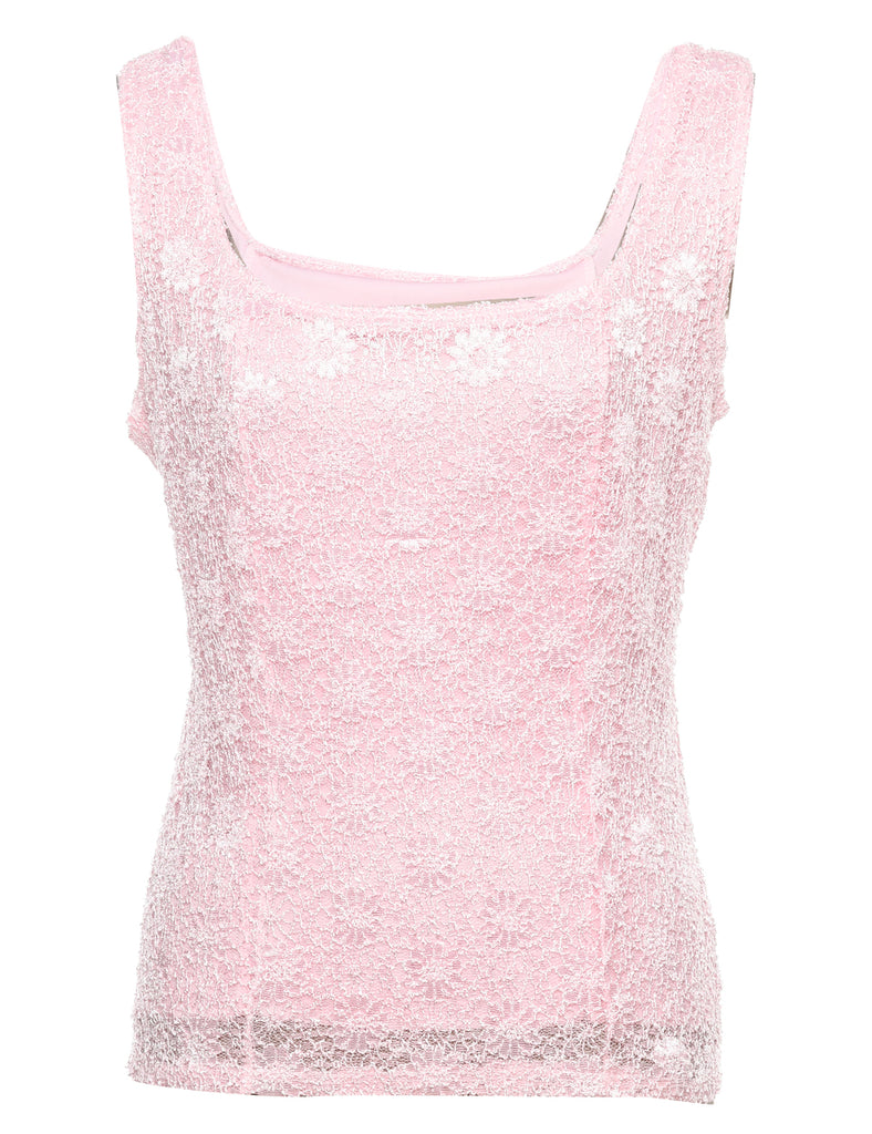 Pale Pink Lace Evening Top - S