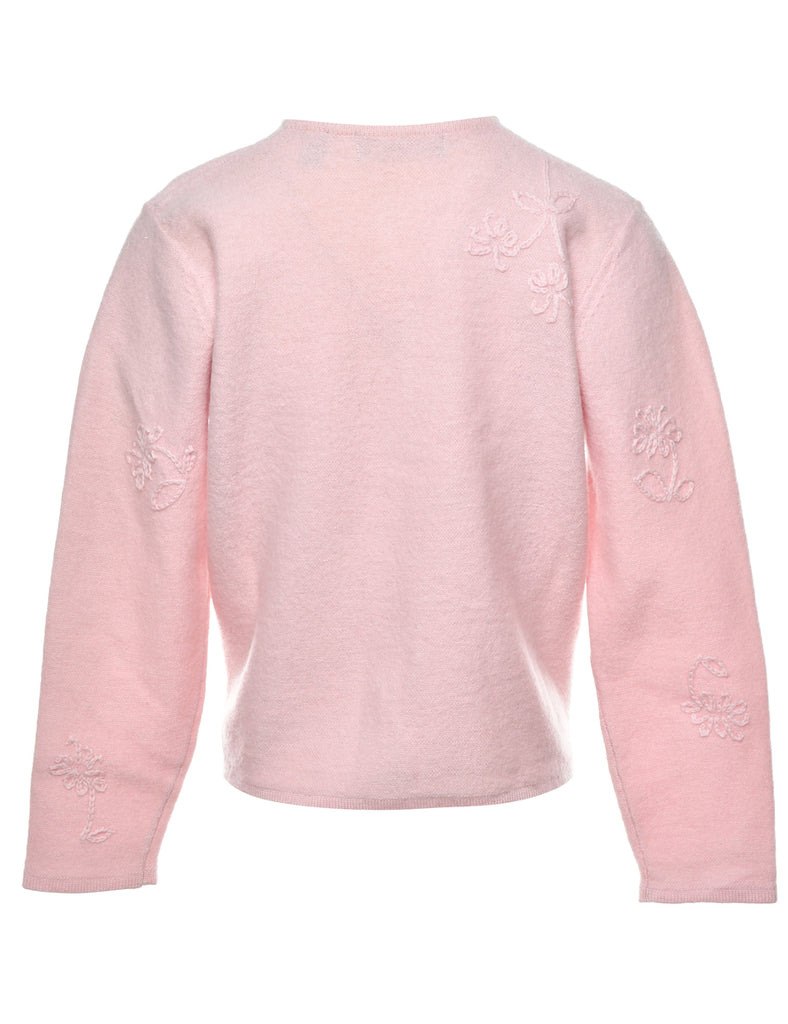 Pale Pink Wool Cardigan - L
