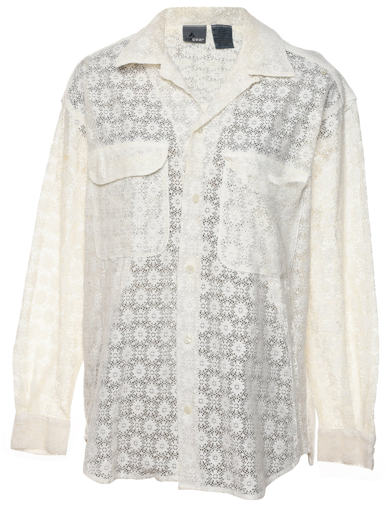 Pale Yellow Lace Shirt - M