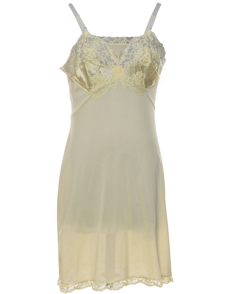 Pale Yellow Lace Trim Slip - M