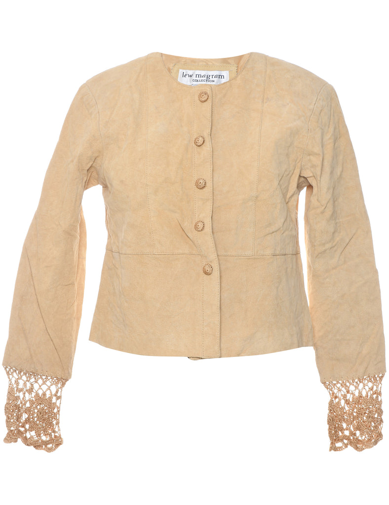 Pale Yellow Suede Jacket - L