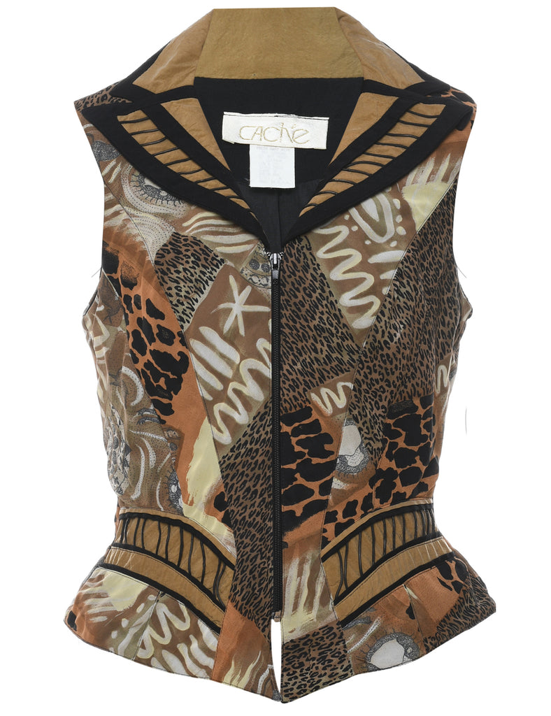 Patchwork Animal Print Waistcoat - M