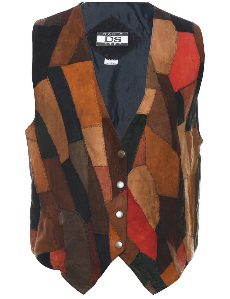Patchwork Multi-Colour Suede Waistcoat - L