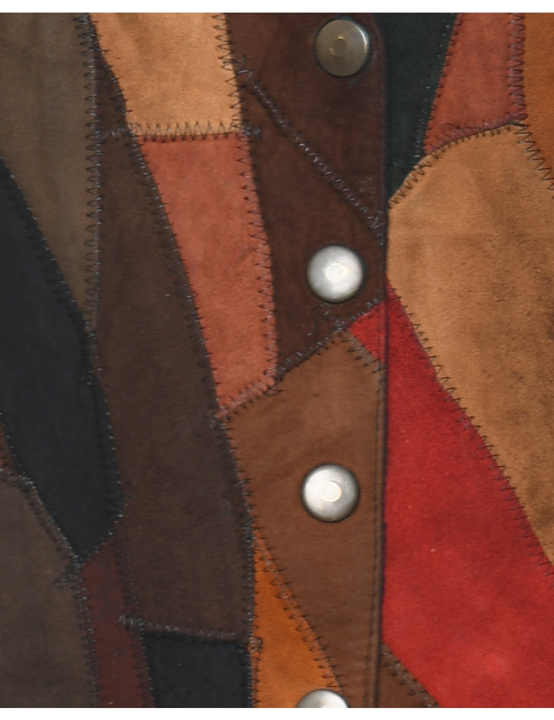 Patchwork Multi-Colour Suede Waistcoat - L