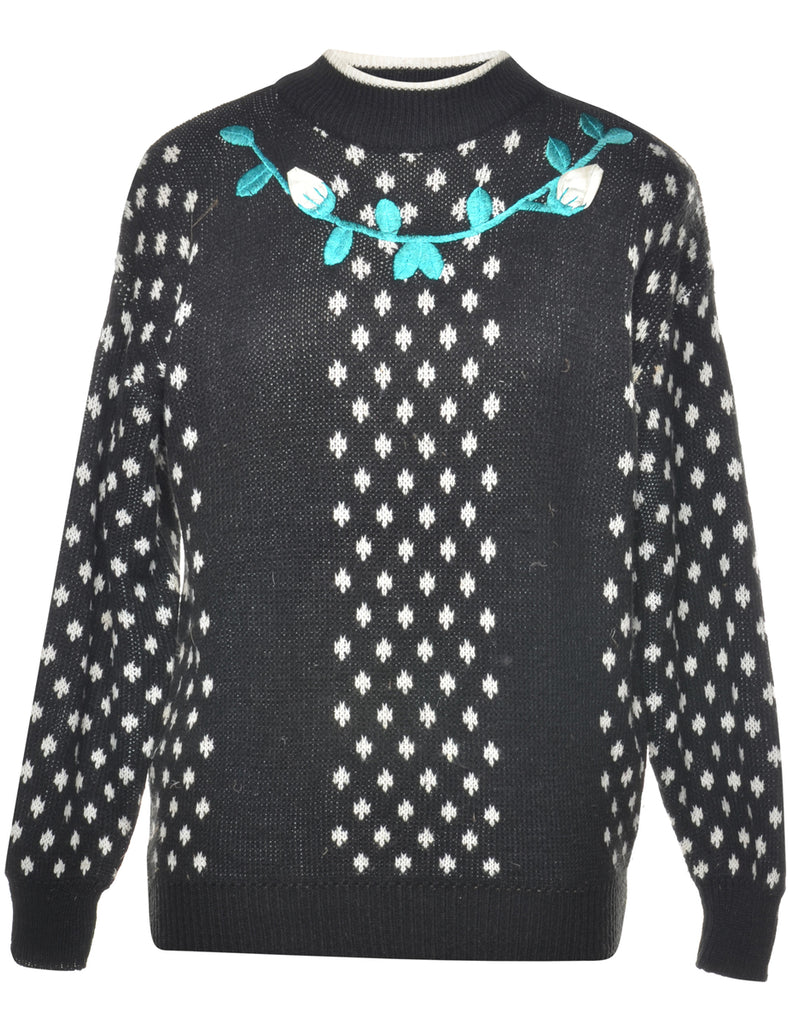 Patterned Black Jumper - S