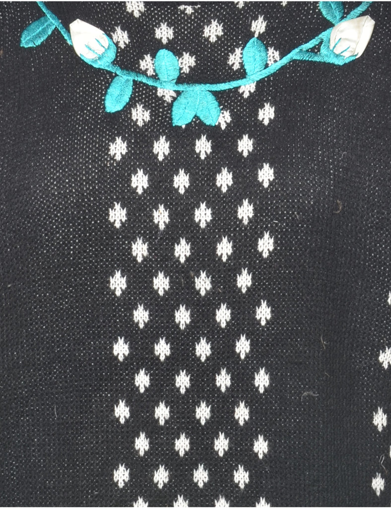 Patterned Black Jumper - S