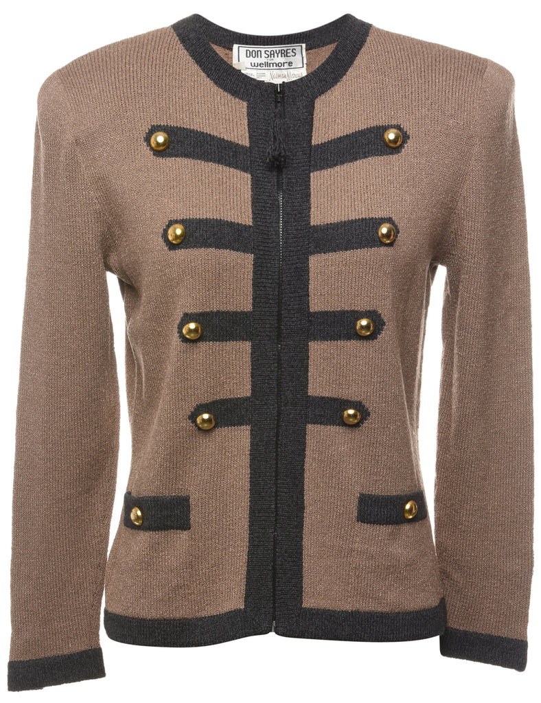 Patterned Brown Cardigan - M