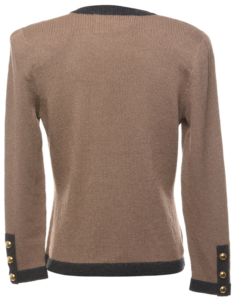 Patterned Brown Cardigan - M