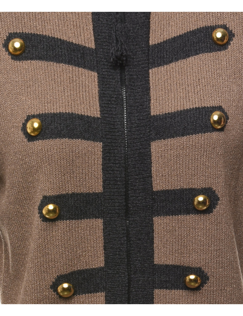 Patterned Brown Cardigan - M