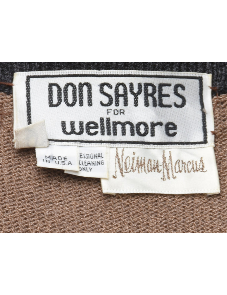 Patterned Brown Cardigan - M