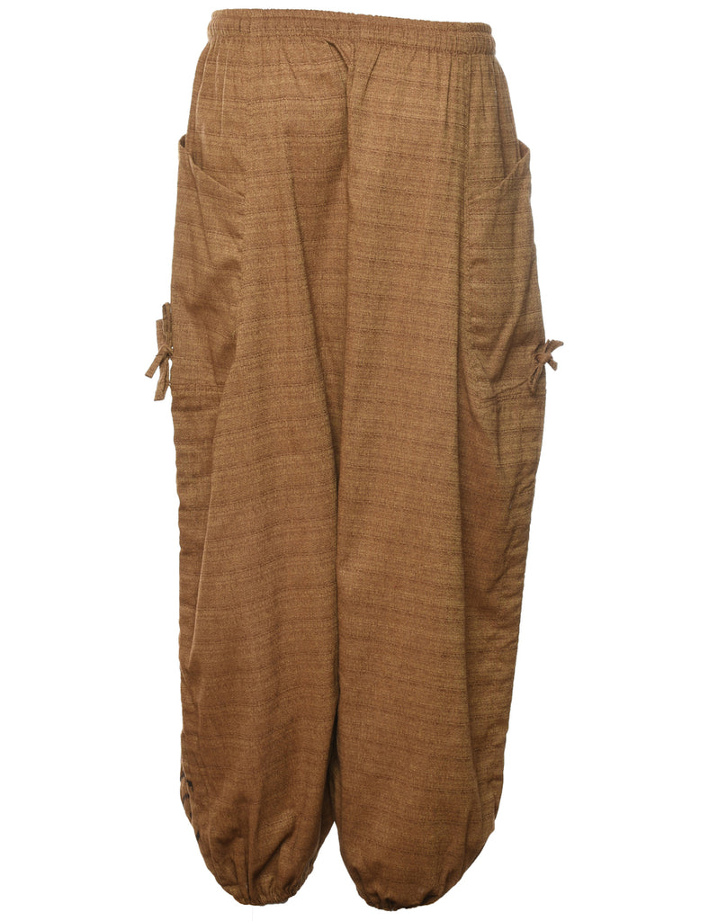 Patterned Brown Tapestry Trousers - W29 L28