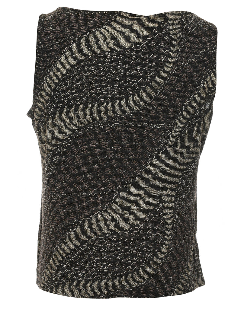 Patterned Metallic Evening Top - S