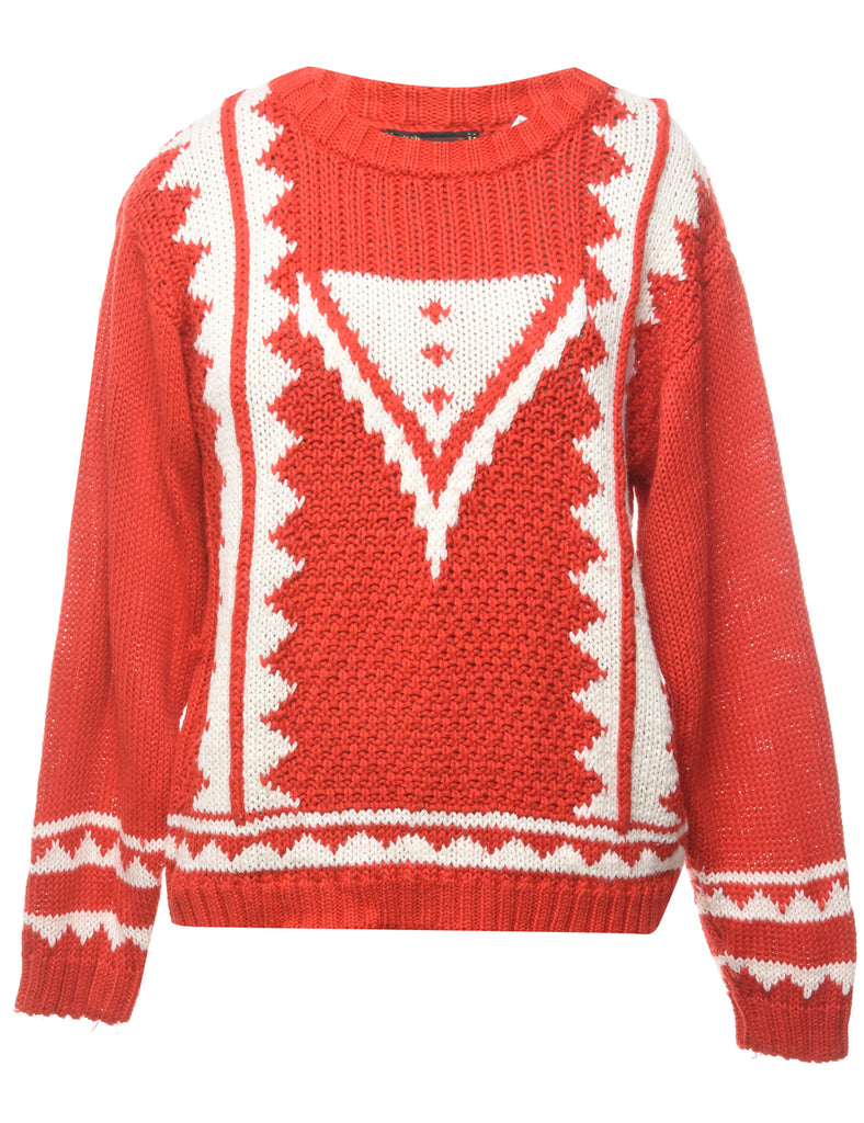 Patterned Red Jumper - L