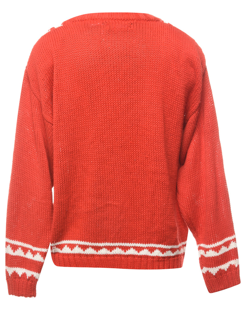 Patterned Red Jumper - L