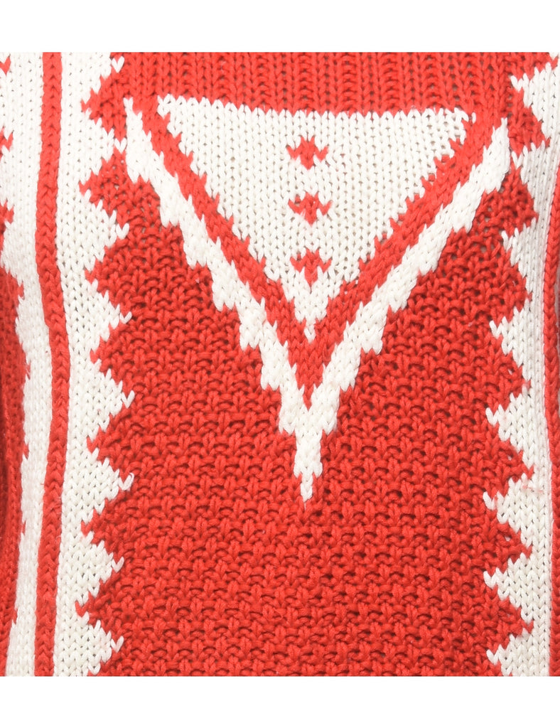 Patterned Red Jumper - L