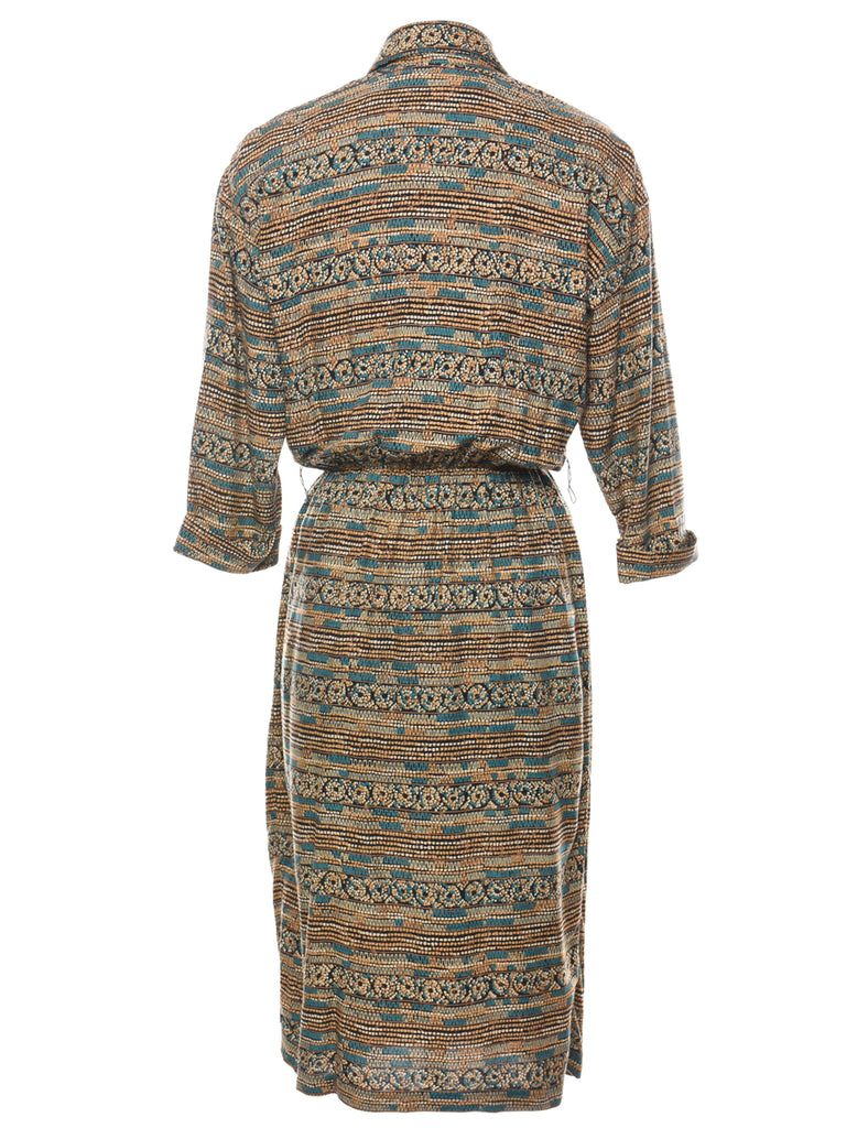 Patterned Shirt Dress - M