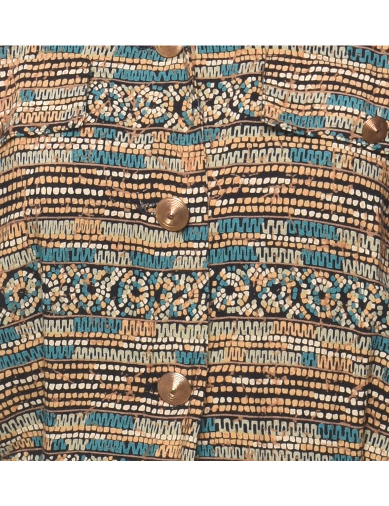 Patterned Shirt Dress - M