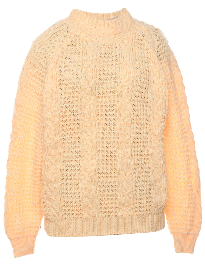 Peach Cable Knit Jumper - L