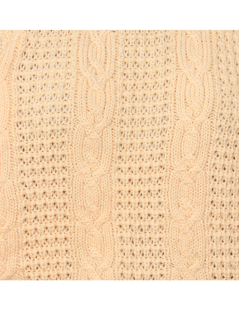 Peach Cable Knit Jumper - L