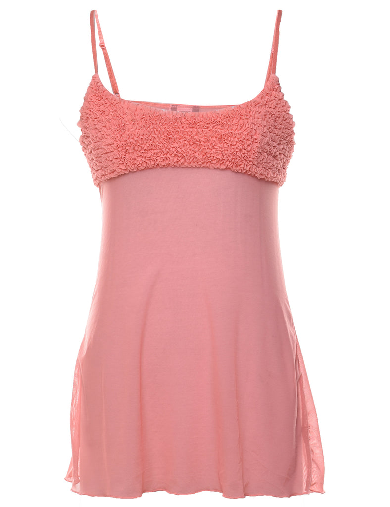 Peach Sheer Ruffled Y2K Babydoll  - M