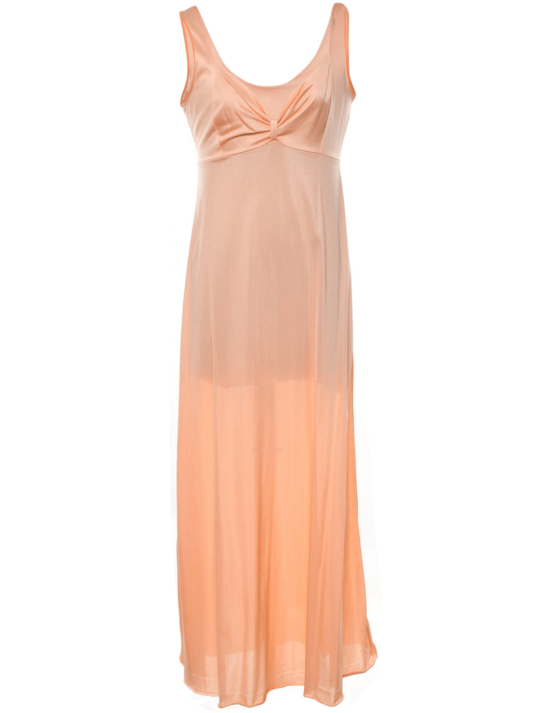 Peach Strappy Ruched Slip Dress - L