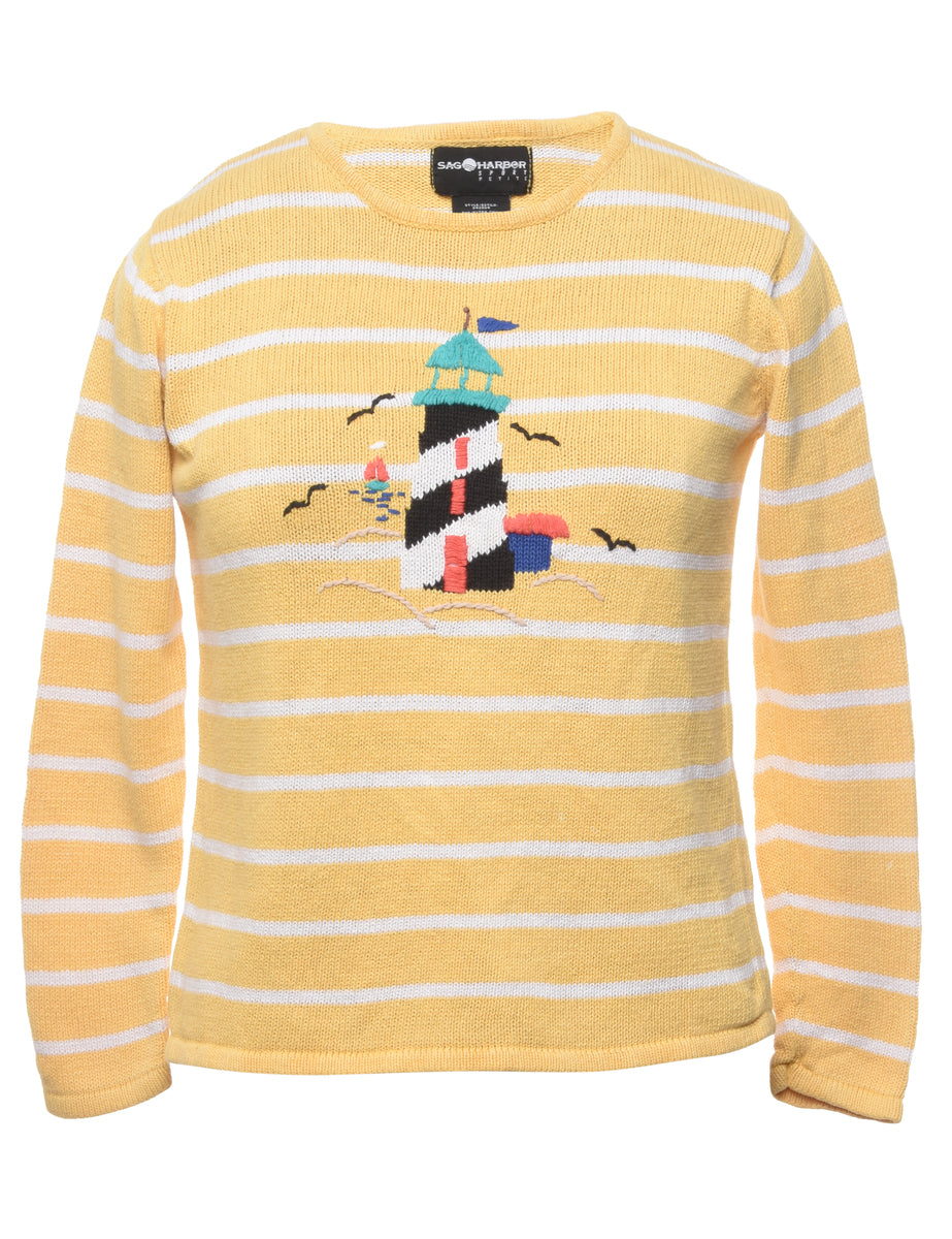 Vintage Petites Sag Harbor Striped Jumper - XS