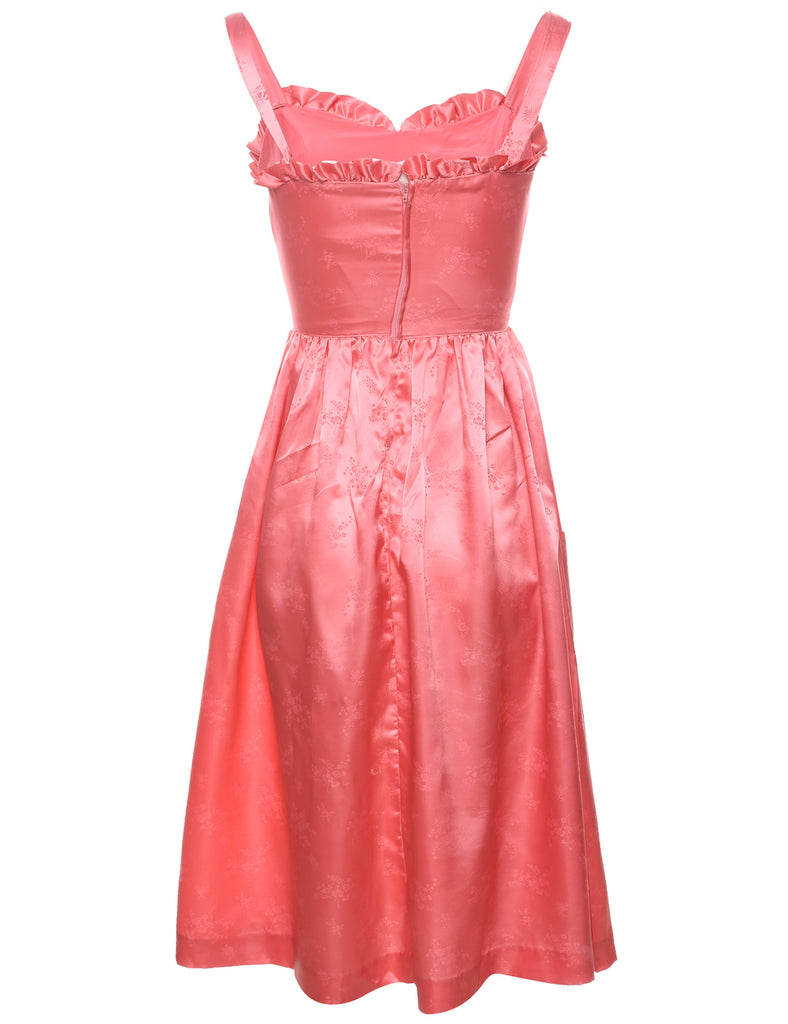 Pink 1980s Shiny Evening Dress - XS