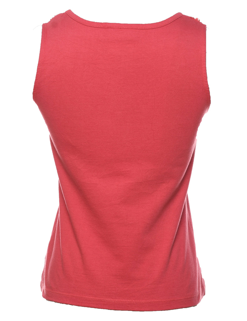 Pink Beaded & Embroidered Party Top - XS