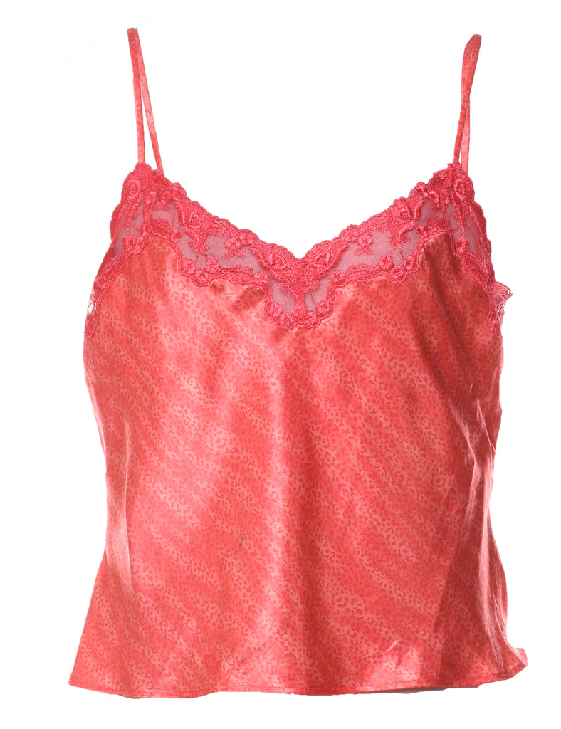 Pink Lace Trim Strappy Leopard Print Camisole - S