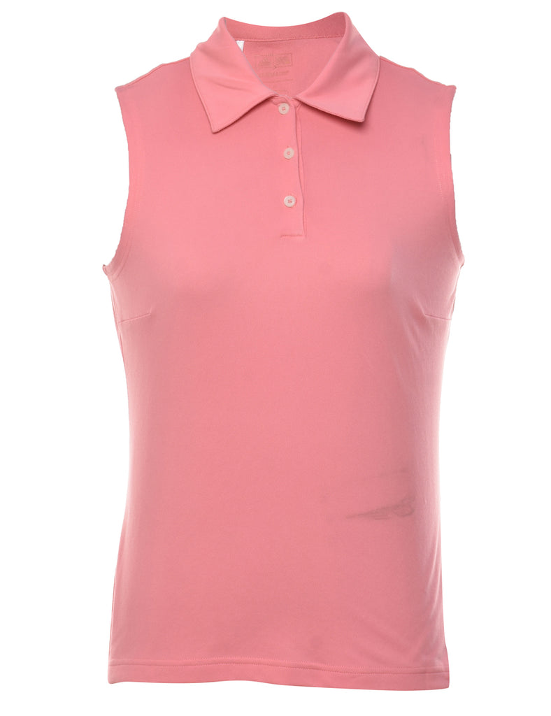 Pink Sleeveless Yellow Polo Shirt - S