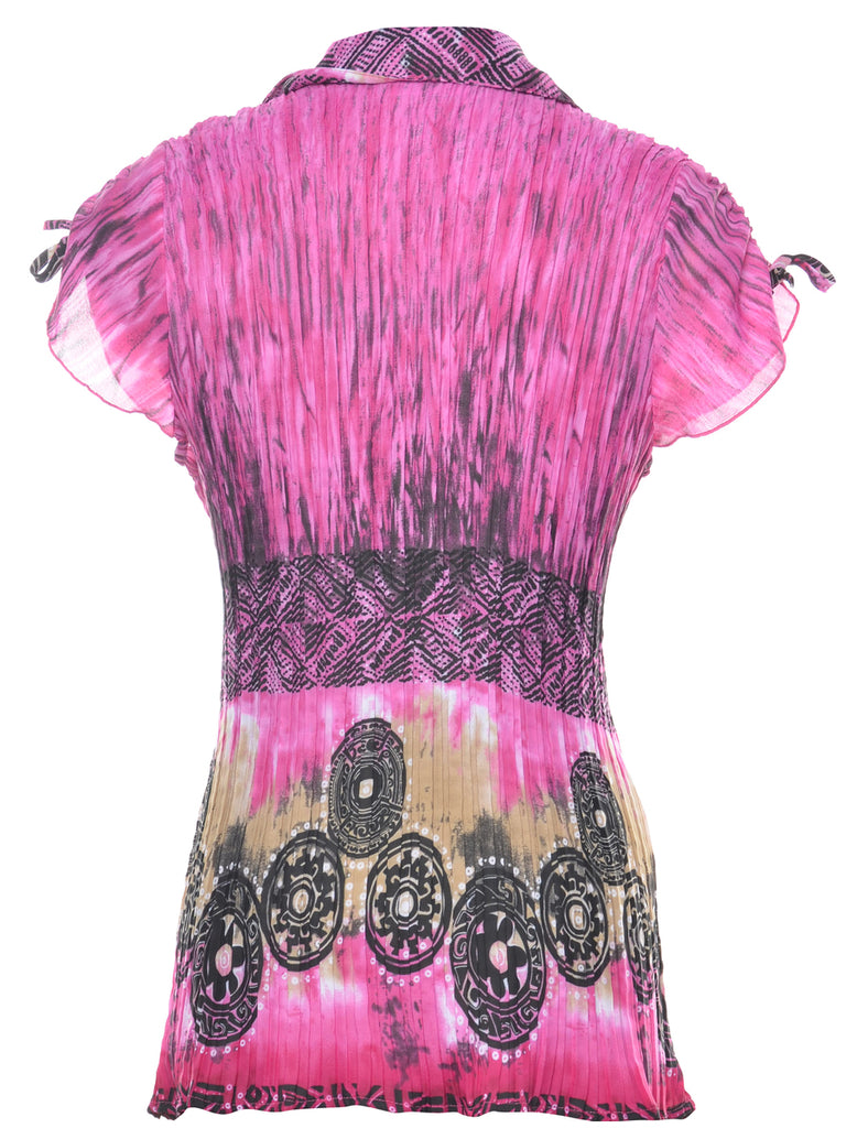 Pink Smocked Blouse - M