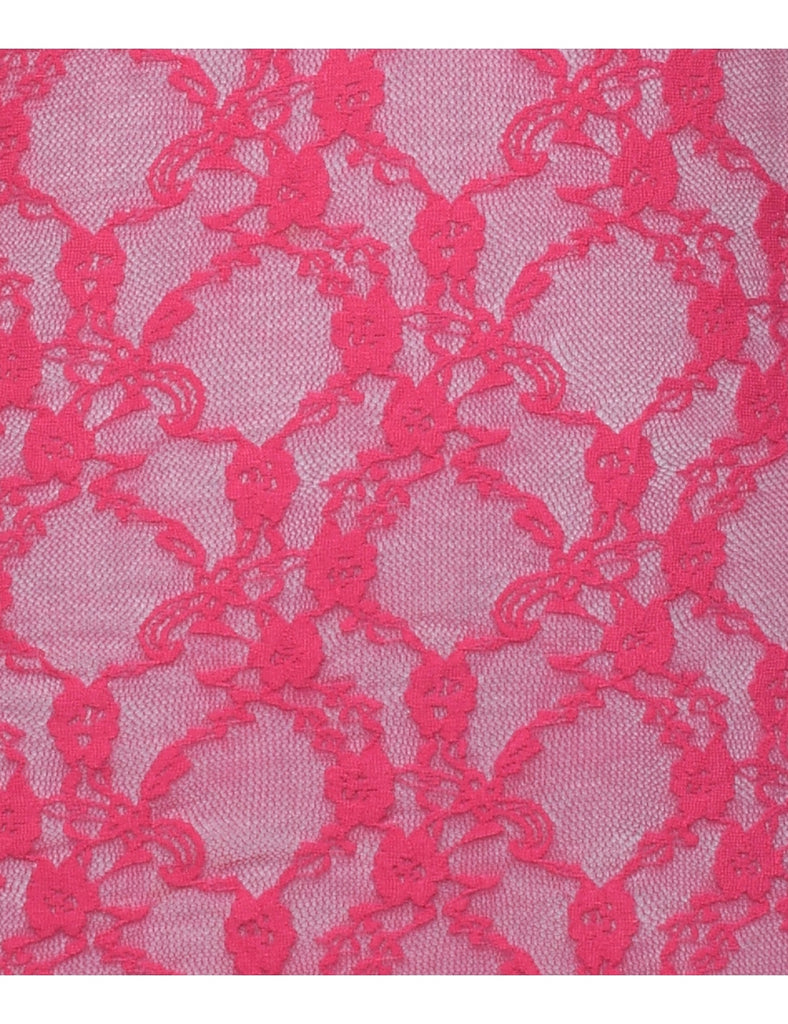 Pink Y2K Sheer Lace Cami Top - M