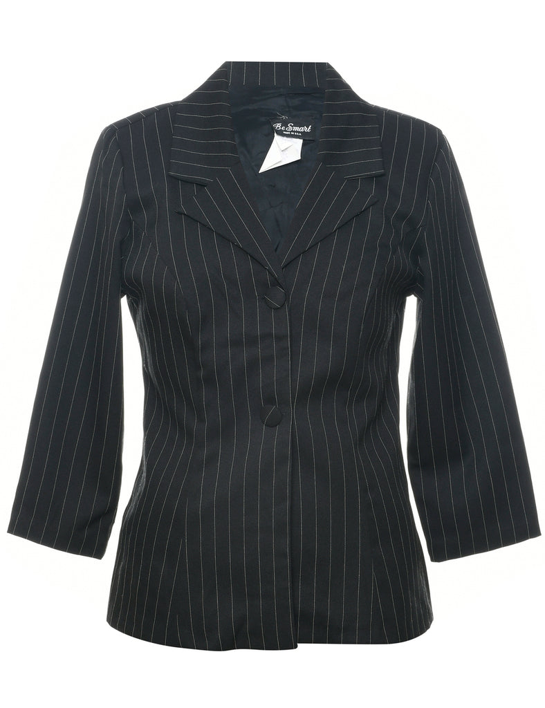 Pinstriped Black Blazer - L