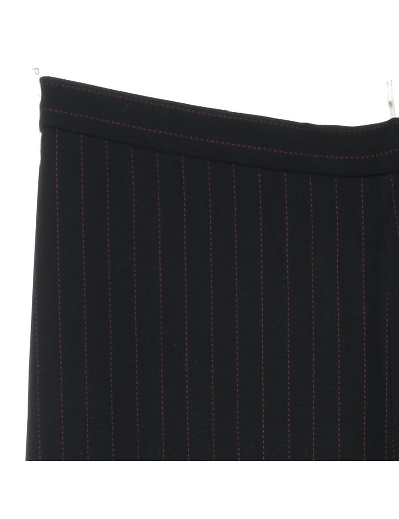 Pinstriped Black Casual Trousers - W32 L29