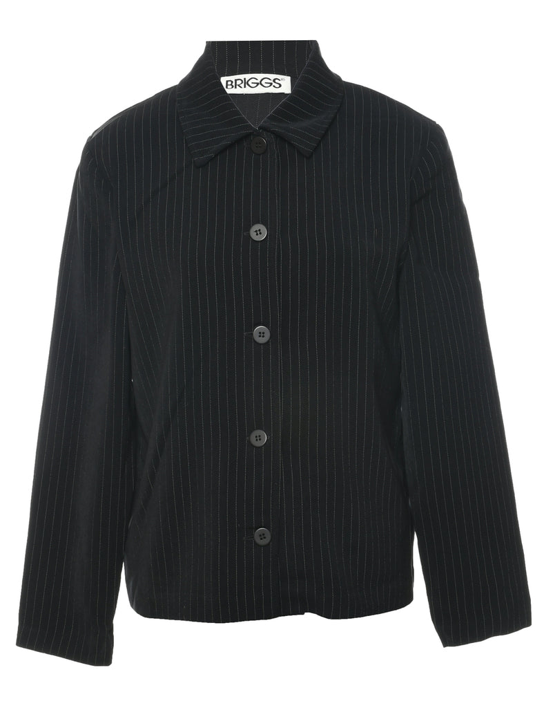 Pinstriped Black Jacket - L