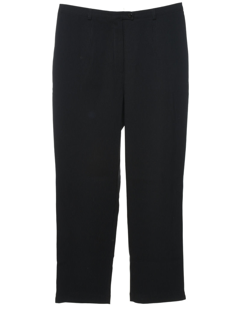 Pinstriped Black Trousers - W32 L28