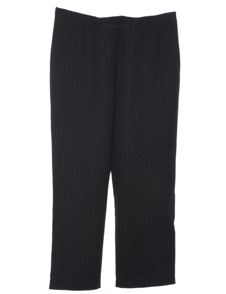 Pinstriped Black Trousers - W36 L25