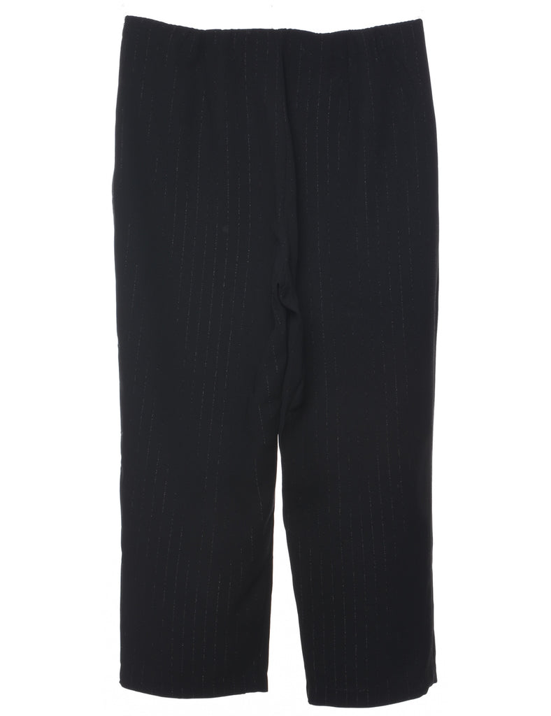 Pinstriped Black Trousers - W36 L25