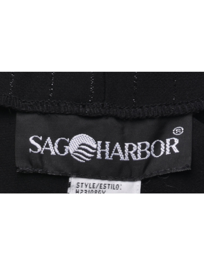 Pinstriped Black Trousers - W36 L25