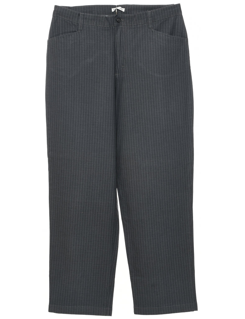 Pinstriped Grey Trousers - W35 L29