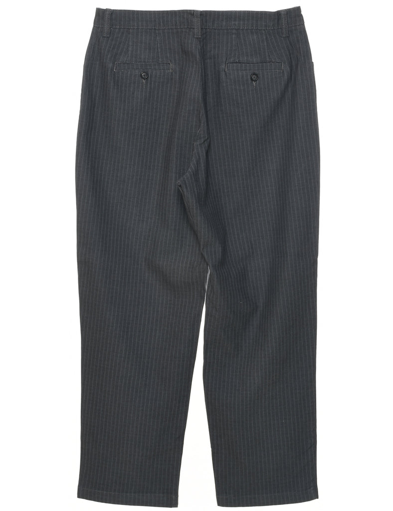 Pinstriped Grey Trousers - W35 L29