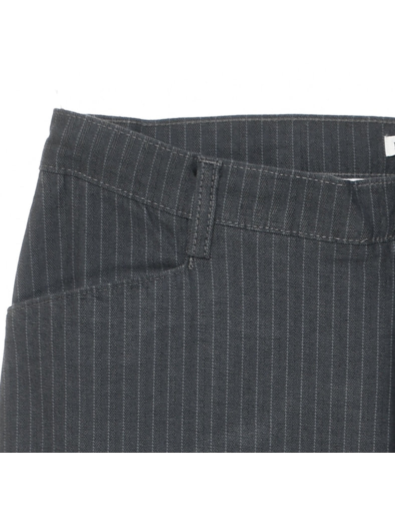 Pinstriped Grey Trousers - W35 L29