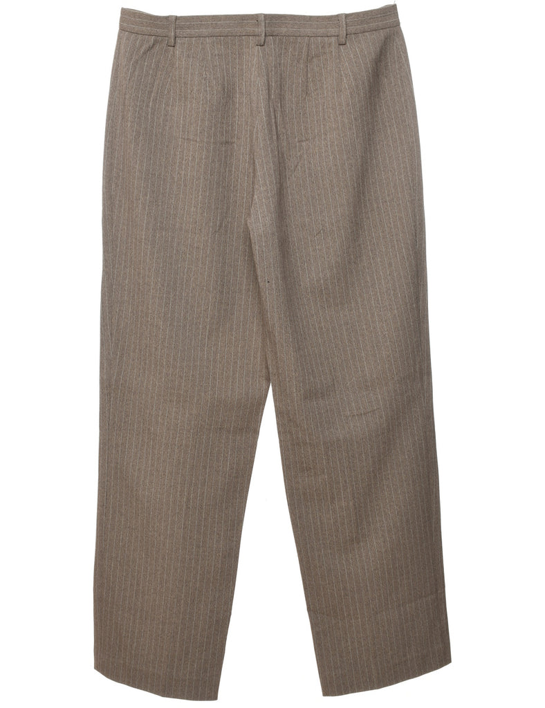 Pinstriped Light Brown Trousers - W32 L30