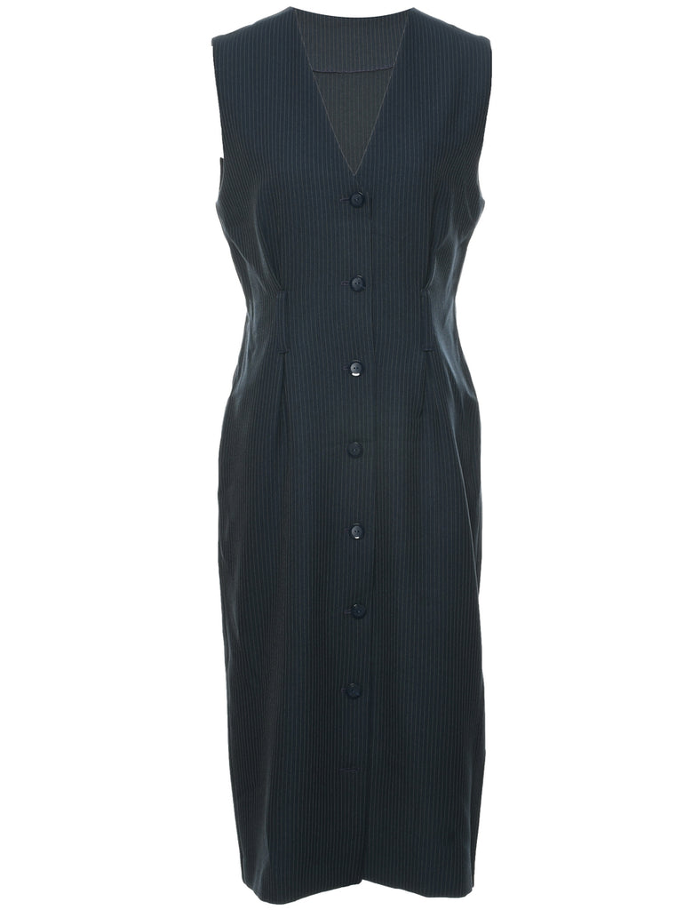 Pinstriped Navy Dress - M