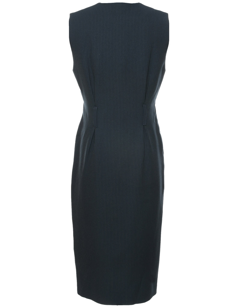 Pinstriped Navy Dress - M