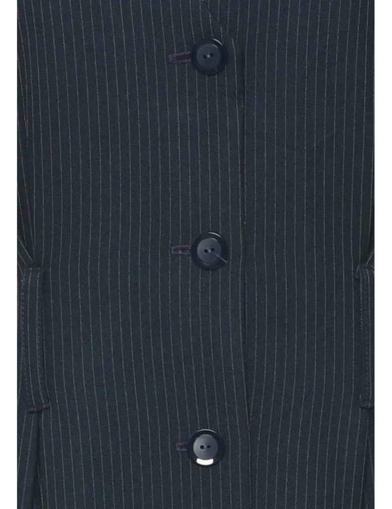 Pinstriped Navy Dress - M