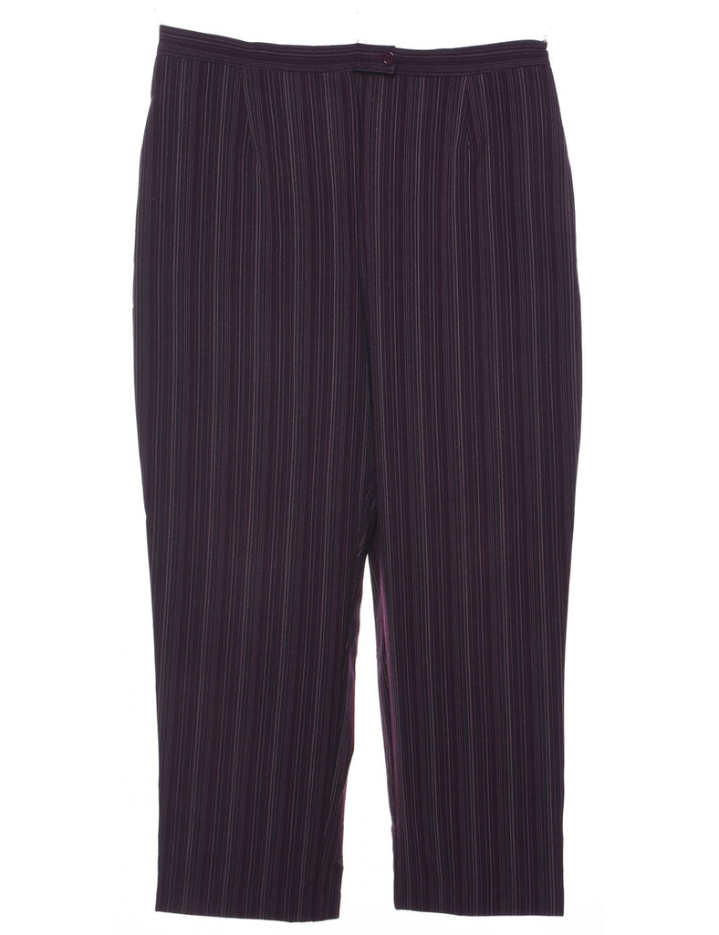 Pinstriped Plum Trousers - W34 L27