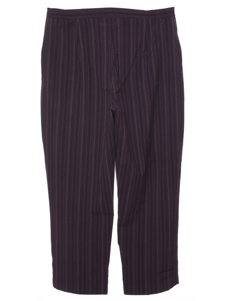 Pinstriped Plum Trousers - W34 L27