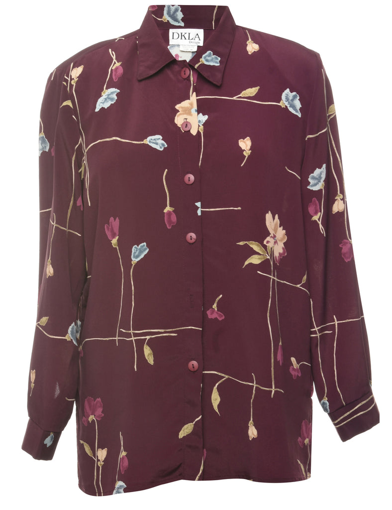 Plum Floral Blouse - M