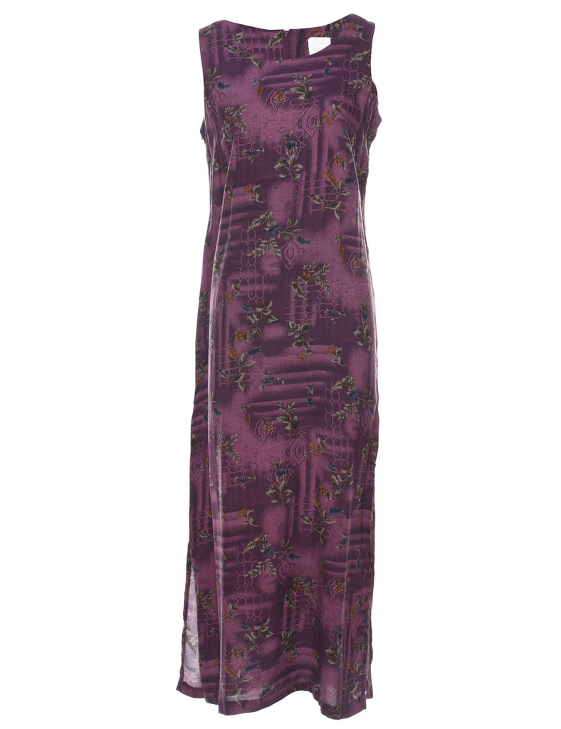 Plum Floral Print Maxi Dress - M